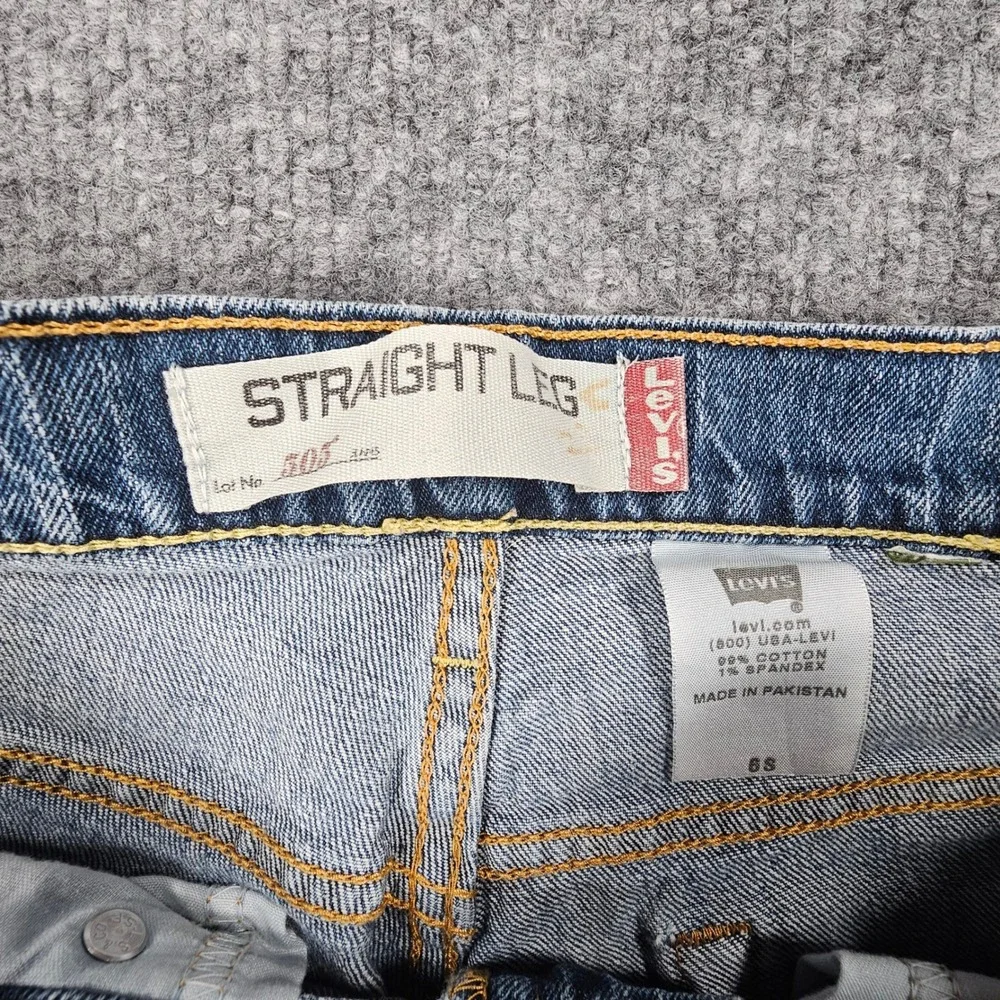 Levis 505 Straight Leg Jeans Womens Size 6S Short Medium Wash Stretch Denim